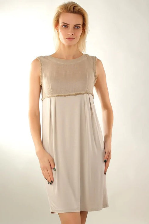 laFABBRICAdelLINO Dress sleeveless jersey and linen gauze