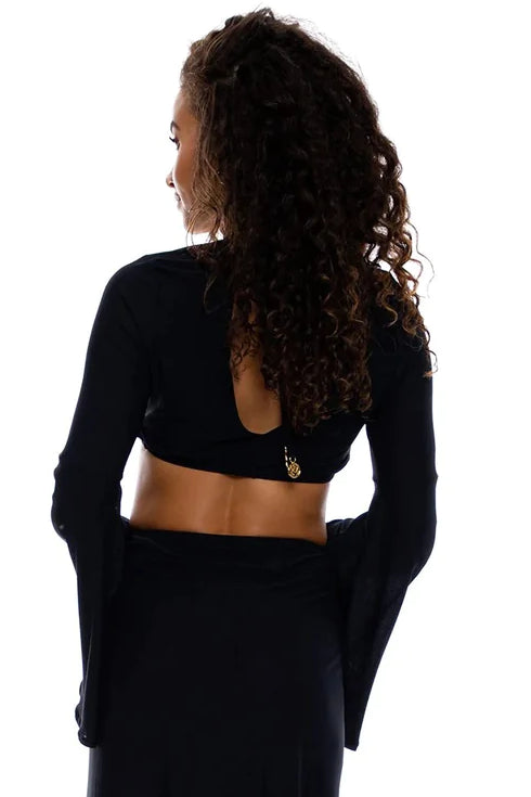 Luli Fama Cosita Buena Resortwear Bell Sleeve Crop Top