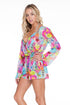 Luli Fama Paraiso Wrap Front Long Sleeve Romper