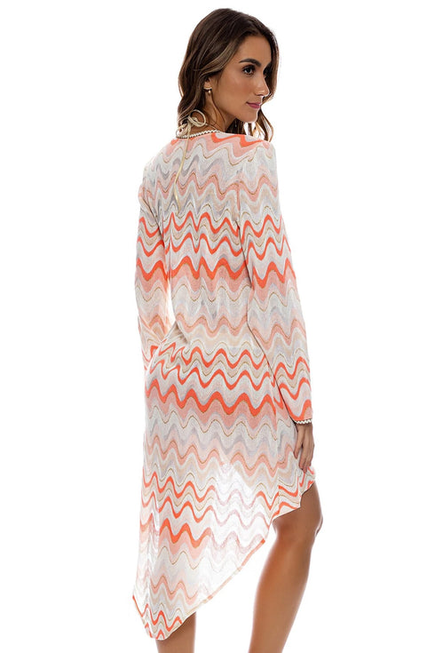 Luli Fama Sky Waves V-NECK OPEN TUNIC