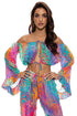 Luli Fama Wild Waters OFF THE SHOULDER RUFFLE CROP TOP