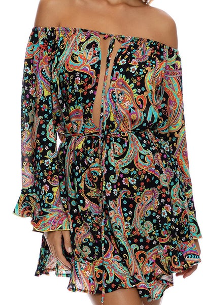 Luli Fama Luli Gypsy OFF THE SHOULDER RUFFLE DRESS