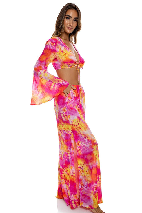 Luli Fama Retro Dream Bell Sleeve Crop Top