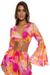 Luli Fama Retro Dream Bell Sleeve Crop Top