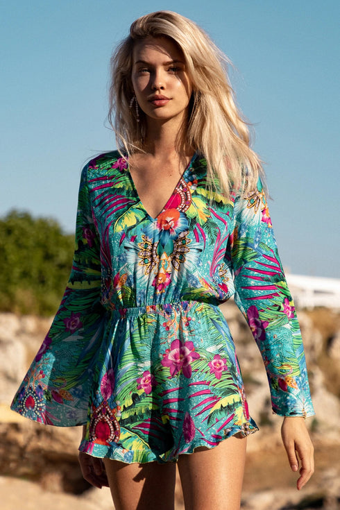 Luli Fama Hidden Gems Bell Sleeve Romper