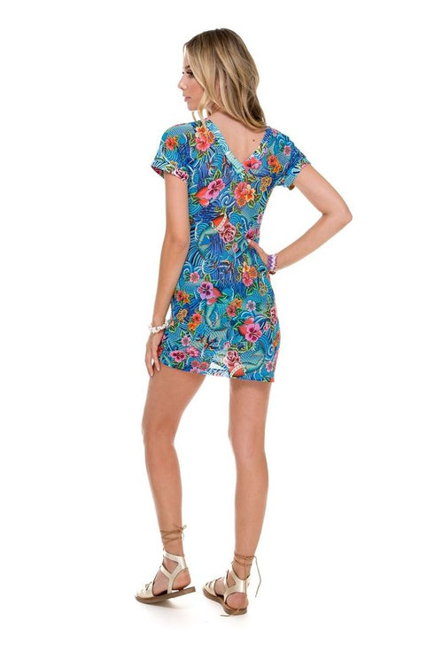 Luli Fama Inked Babe Mesh Vneck Body Con Dress