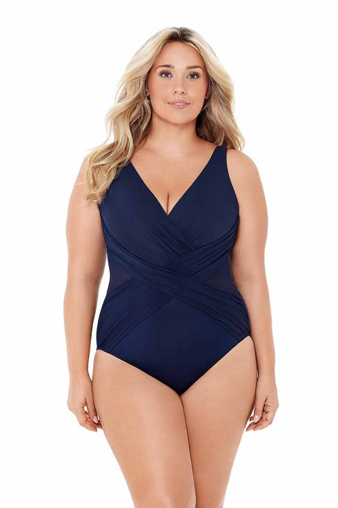 MiracleSuit Illusionists Plus Size Crossover One Piece