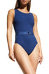Shan Classique Belted high-neck one-piece
