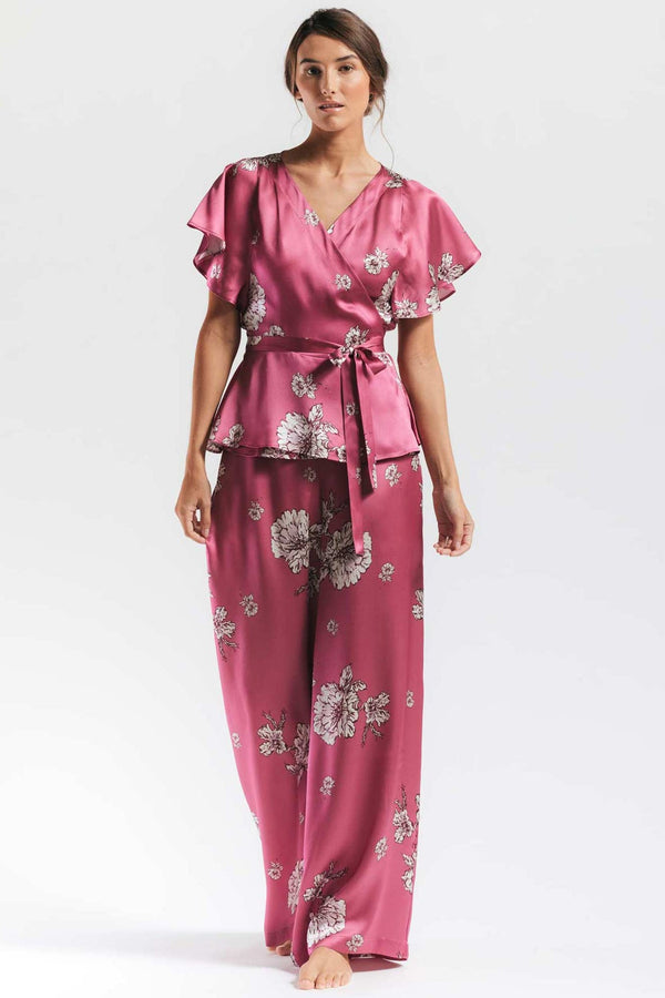 Nk Imode Peony Blooms Leisure PJ Silk Wrap Set