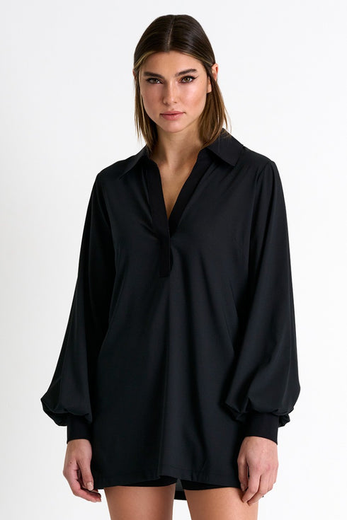 Shan Soie Silk puff sleeve blouse