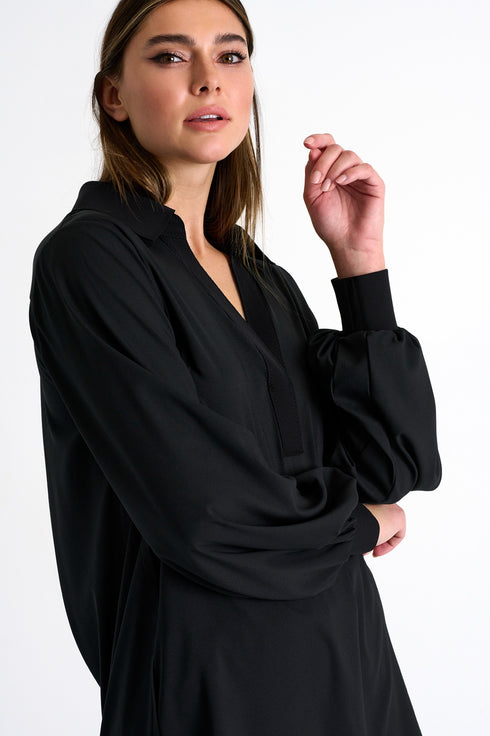 Shan Soie Silk puff sleeve blouse