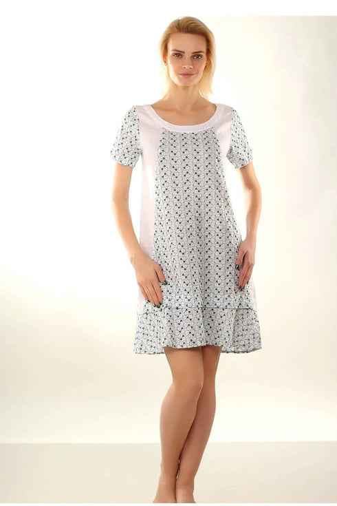laFABBRICAdelLINO Contrasting short sleeve sangallo dress