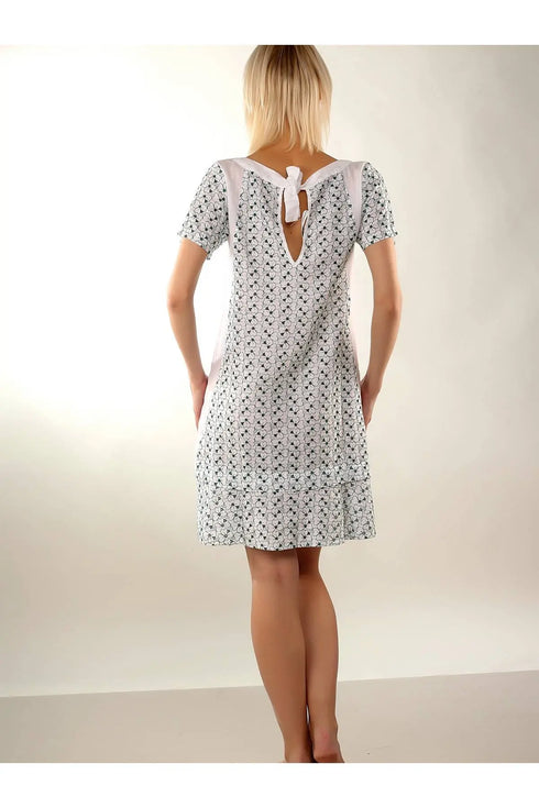 laFABBRICAdelLINO Contrasting short sleeve sangallo dress