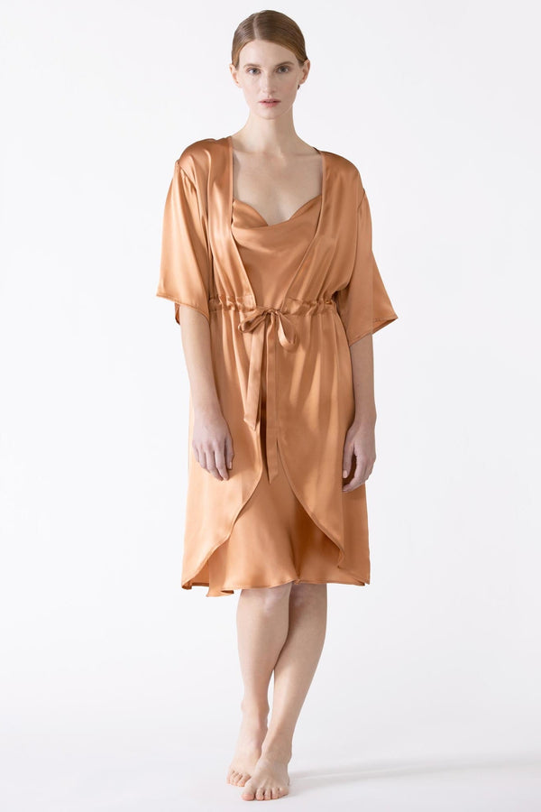 Nk Imode Sierra 3/4 Sleeve Front Tie Silk Robe