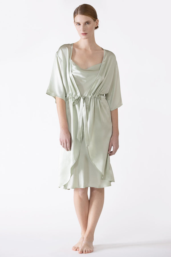 Nk Imode Sierra 3/4 Sleeve Front Tie Silk Robe