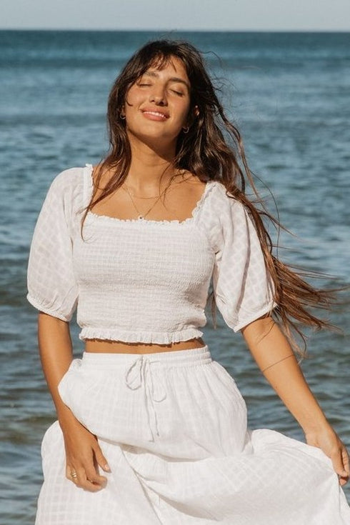 Koy Resort Riviera Smocked Crop Top