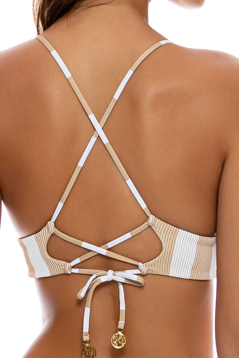 Luli Fama Golden Hour Reversible Cross Back Cross Back Bustier Top