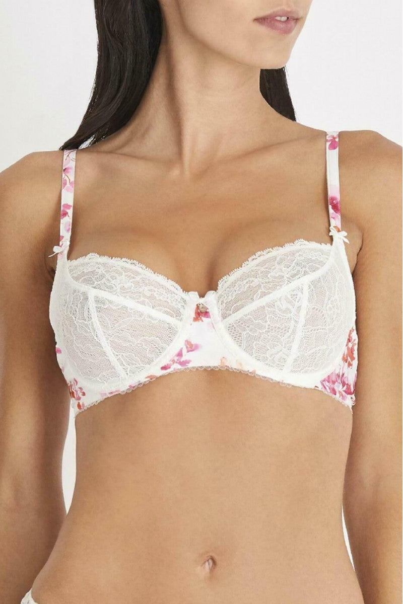 Socialloner half-cup bra for women with small breasts, thin, sexy lace, big  breasts, soft steel