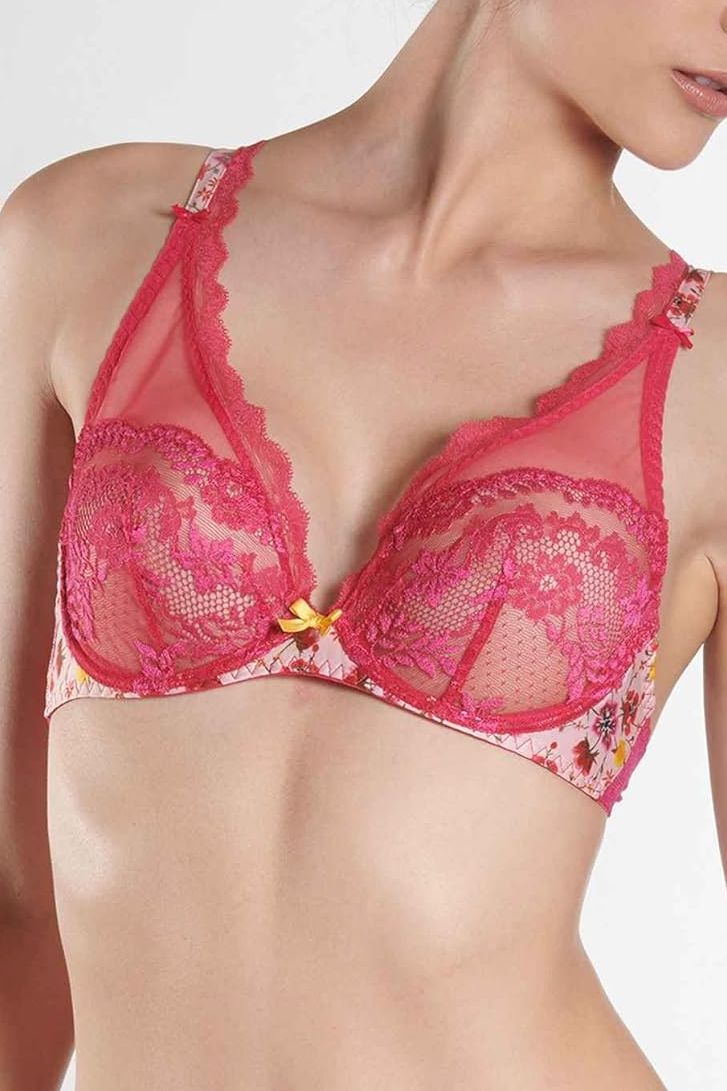 Buy Red Push Up Pad Plunge Glamour Lace Wired Strappy Bra from Next Austria