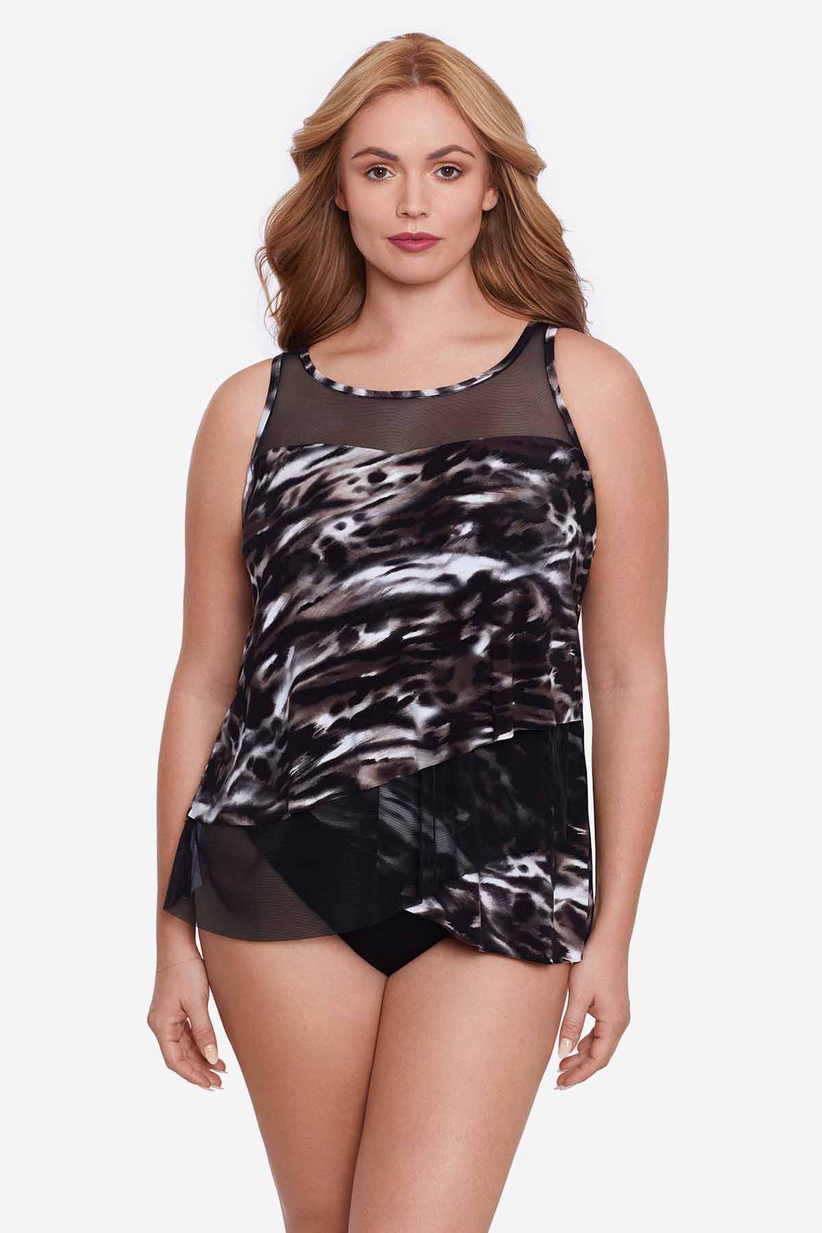 Swimsuit Dreamsuit By Miracle Brands Size 10 Lining With Under Wire  black/silver - Generations