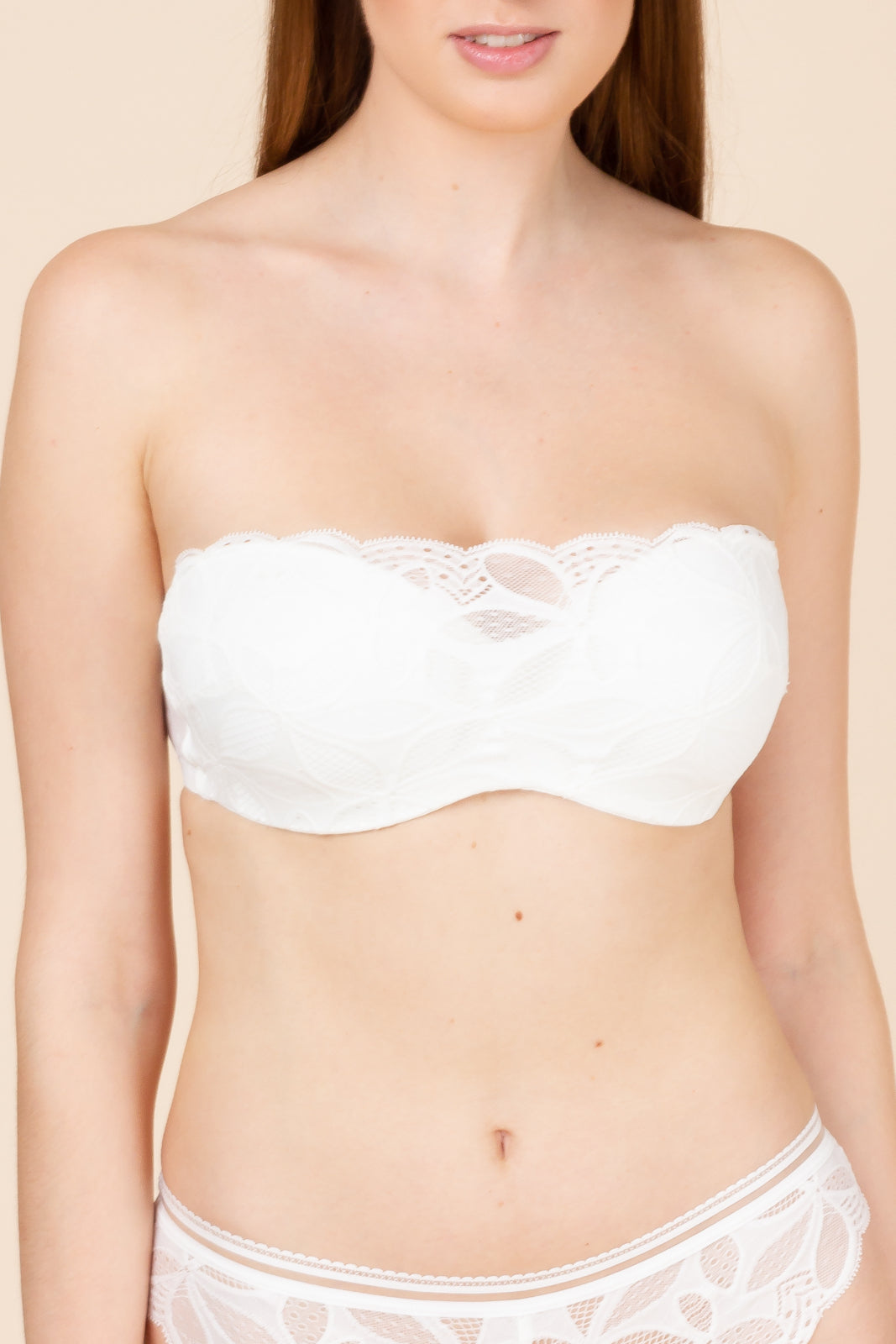 Bandeau bra with removable straps Stricto Sensuelle collection from Antigel  by Lise Charmel color white