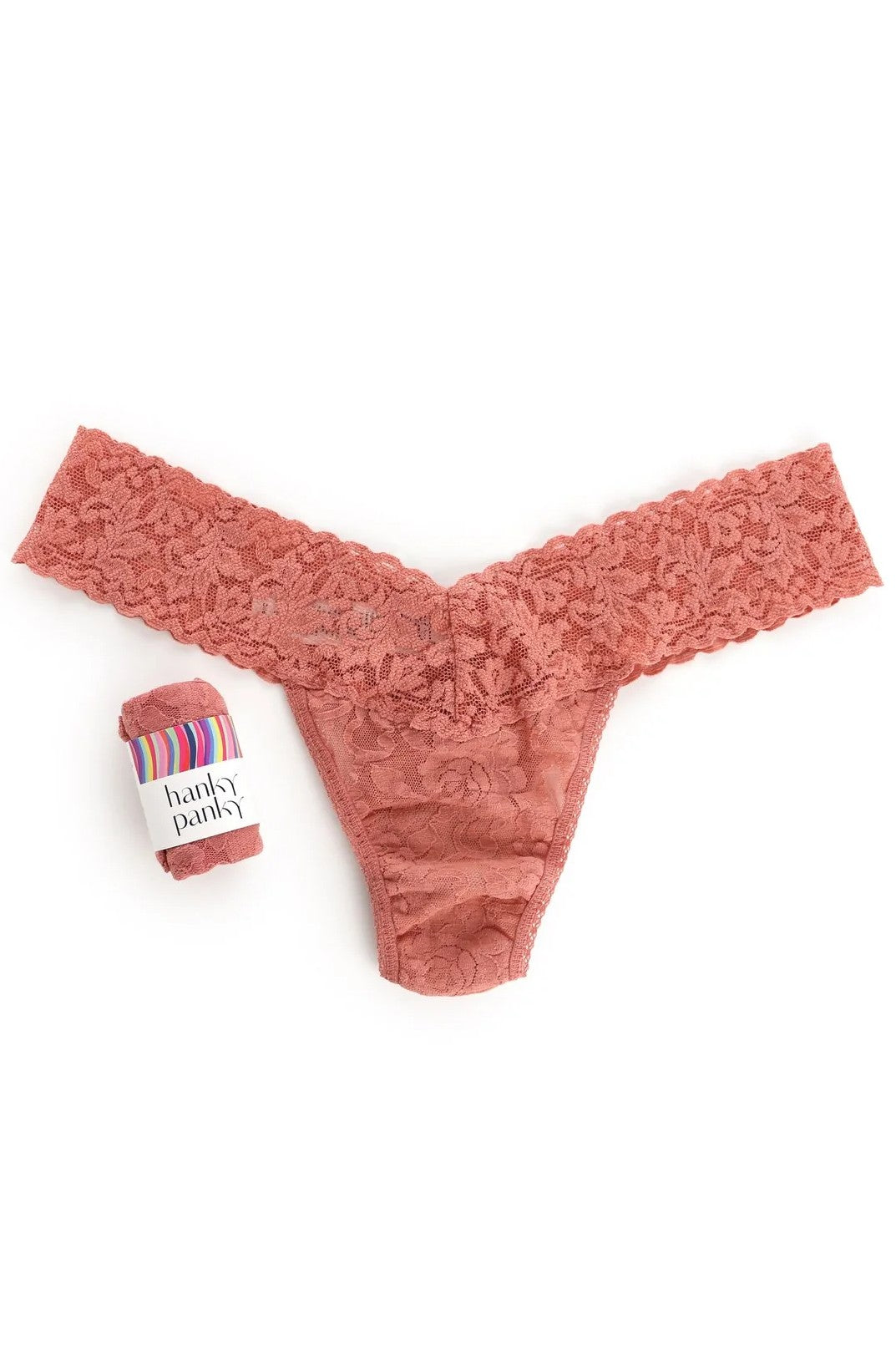 Signature Lace Low Rise Thong In Passionate Pink by Hanky Panky