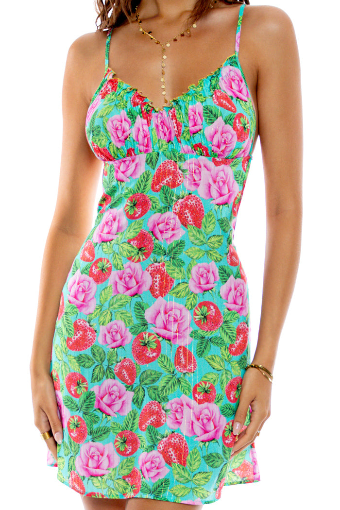 STRAWBERRY FIELDS - Ruched Bust Cami Dress • Multicolor – Luli Fama AU