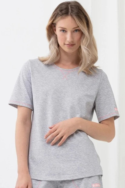Mey Serie Zzzleepwear Short Sleeve Shirt STONE GREY MELANGE | CAD 