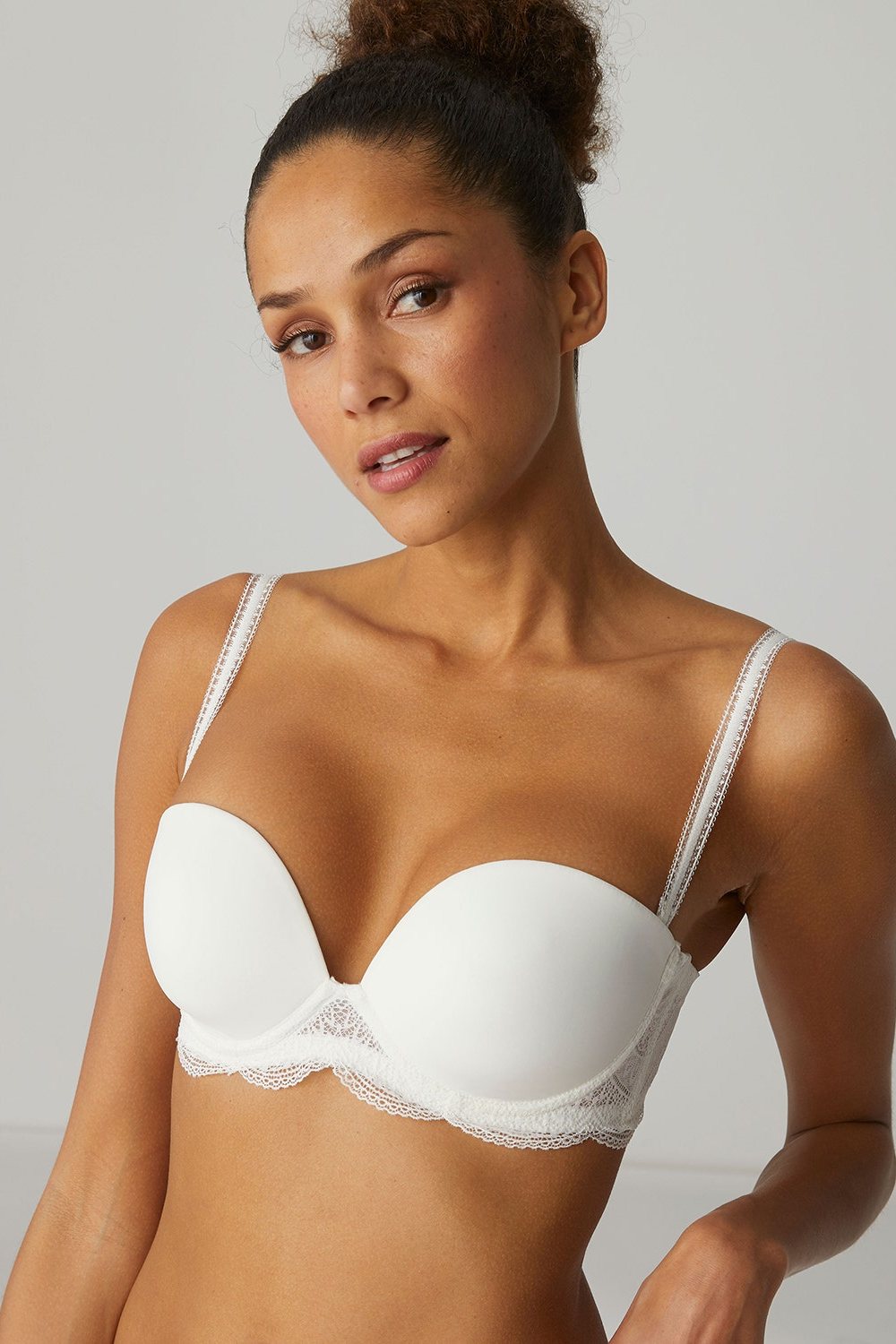 DELIMIRA Womens Seamless Underwire Bandeau Minimizer Strapless Bra for Big  Busted Women Coconut White 32B at  Women's Clothing store