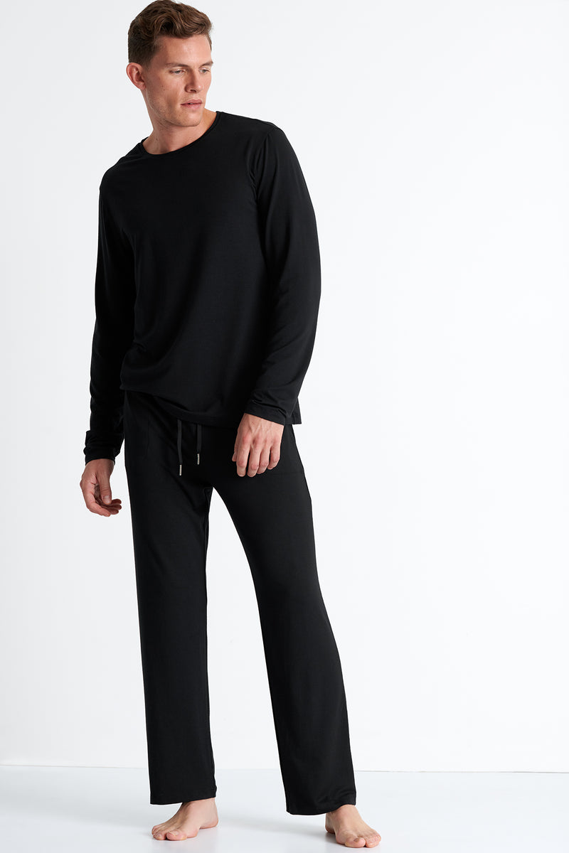 Shan Modal Jersey, Soft Lounge Pants in Black for Men
