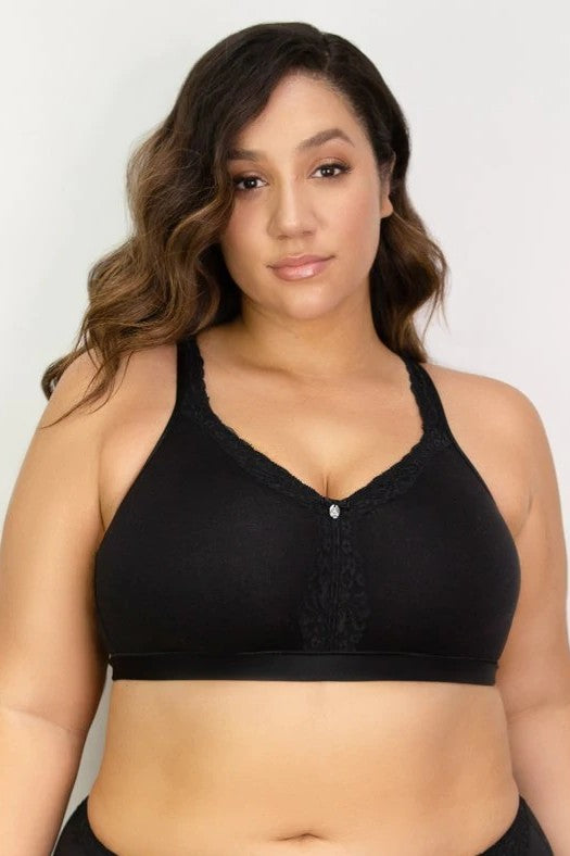 Curvy Couture Women's Sheer Mesh Plunge T-shirt Bra Olive Waves