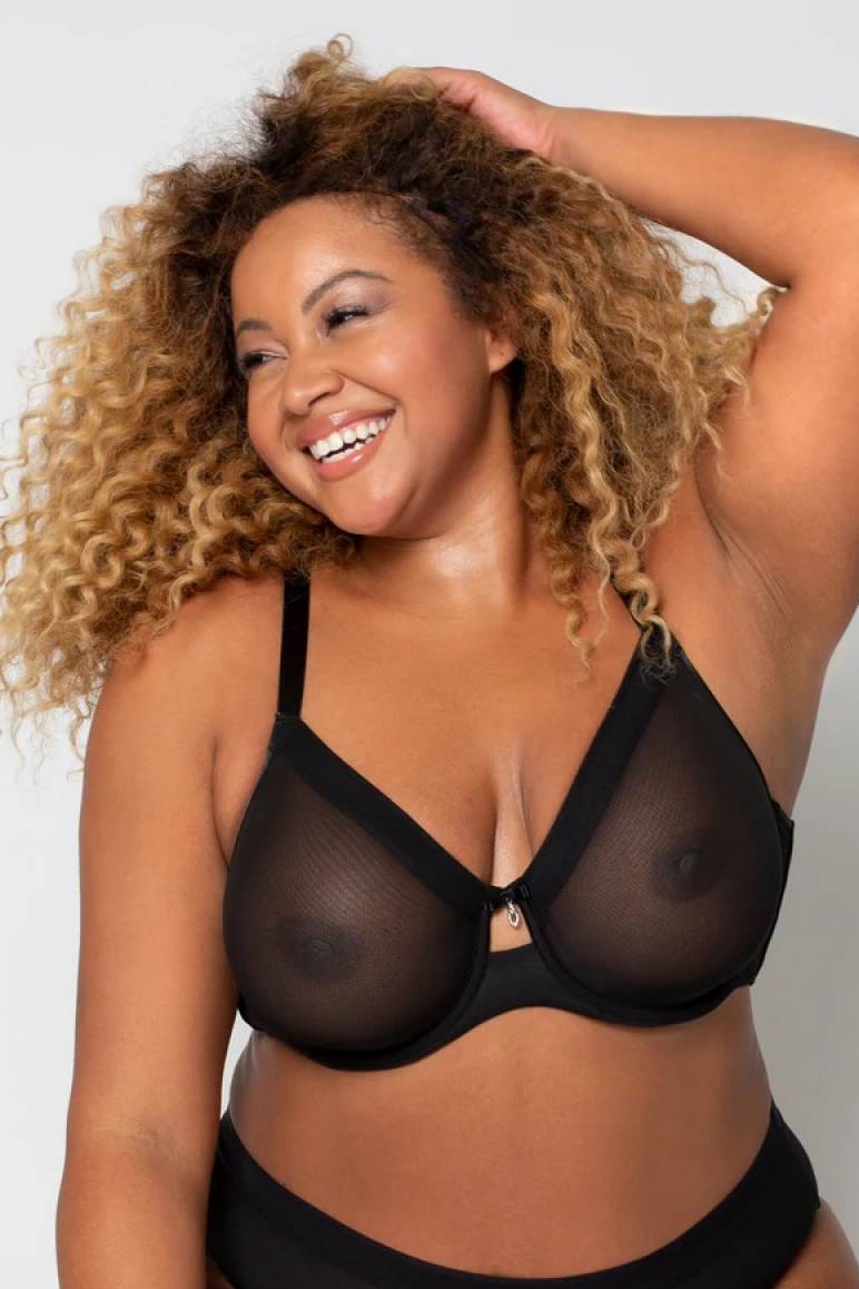 Curvy Couture SHEER MESH PUSH UP BLACK HUE buy for the best price CAD$  88.00 - Canada and U.S. delivery – Bralissimo
