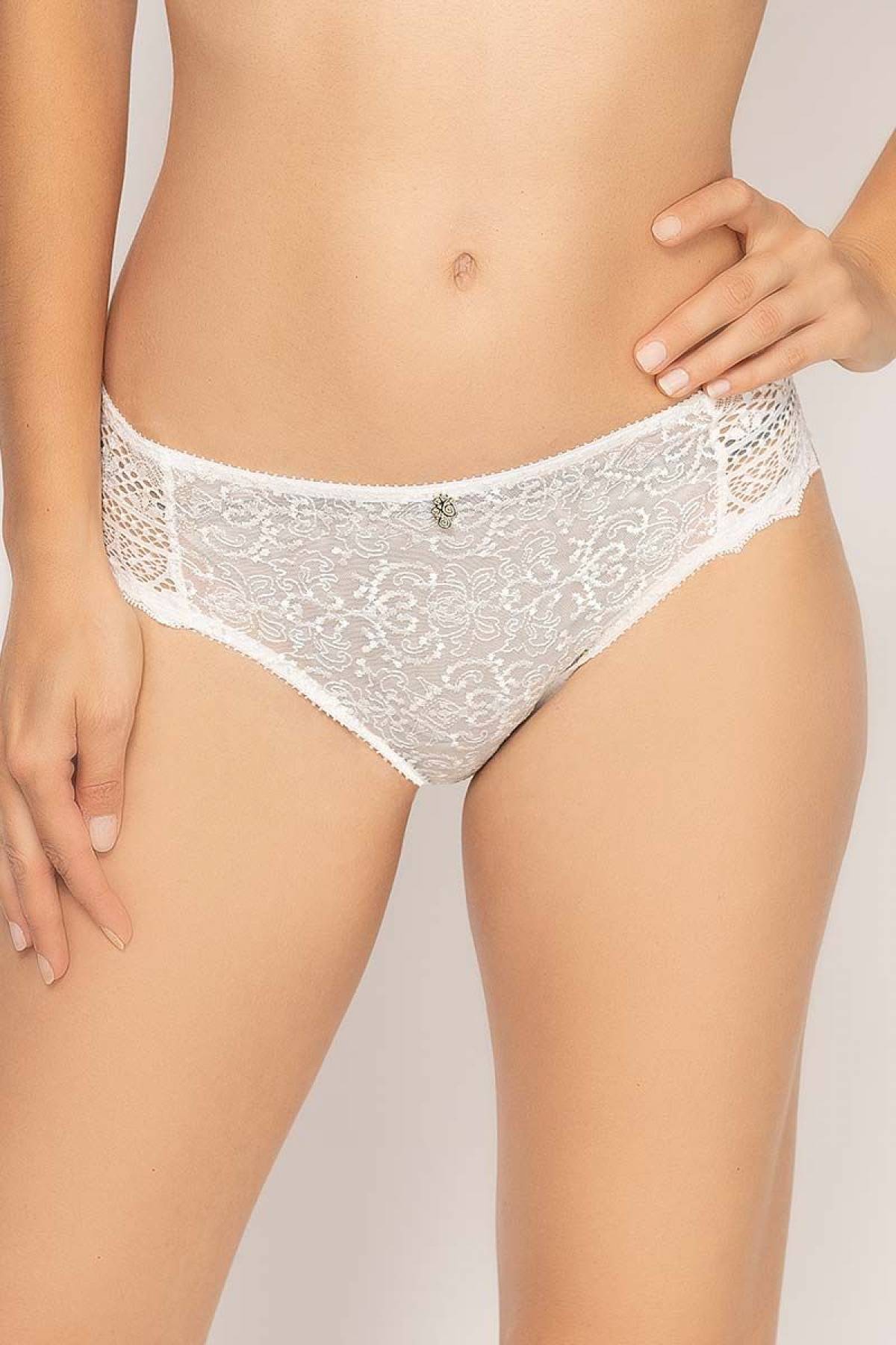 Sheer plain white lace thong, CASSIOPEE